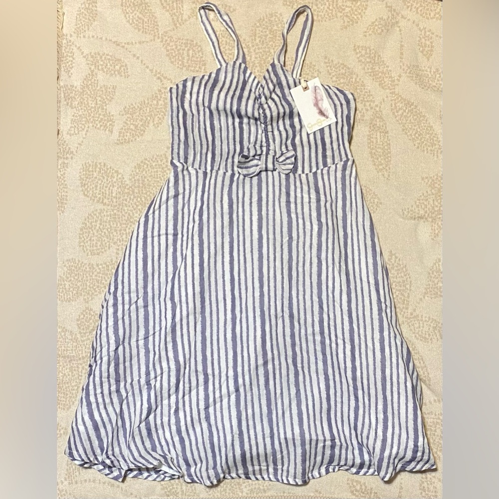 Jessica Simpson pin stripe bow accent mini dress - Picture 2 of 7